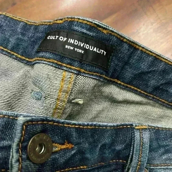 Cult of Individuality Japanese Selvedge Rebel Straight Button Men's Jeans 44x33 - Picture 5 of 9